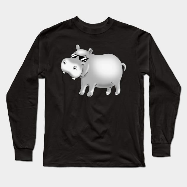 Hip Cool Hippopotamus Funny Hippo Long Sleeve T-Shirt by PnJ